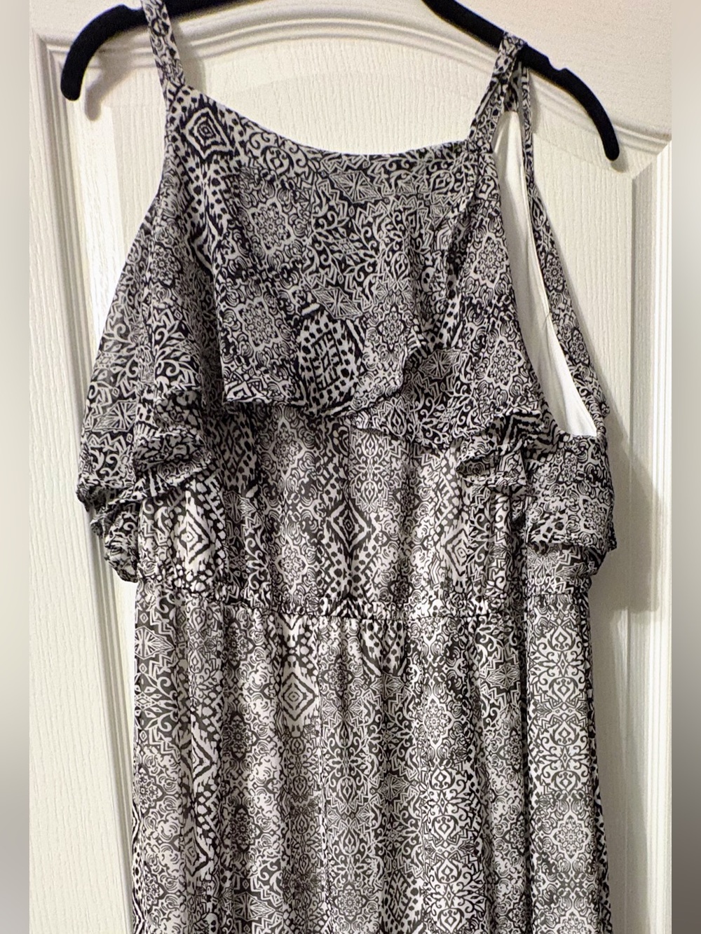 torrid Black and White Printed Ruffle Maxi Dress